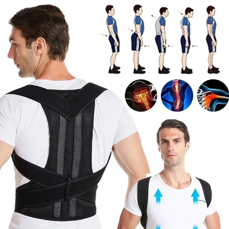 Back Brace Posture Corrector for Women & Men Back Lumbar Support, Adjustable Shoulder Posture Support for Improve Posture & Back