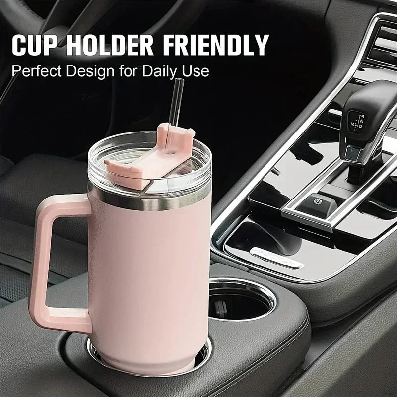 Stainless 40oz Steel Water Bottle Car Coffee Mug Personalized Tumbler with Handle Lid Straw Vacuum Thermos Cup