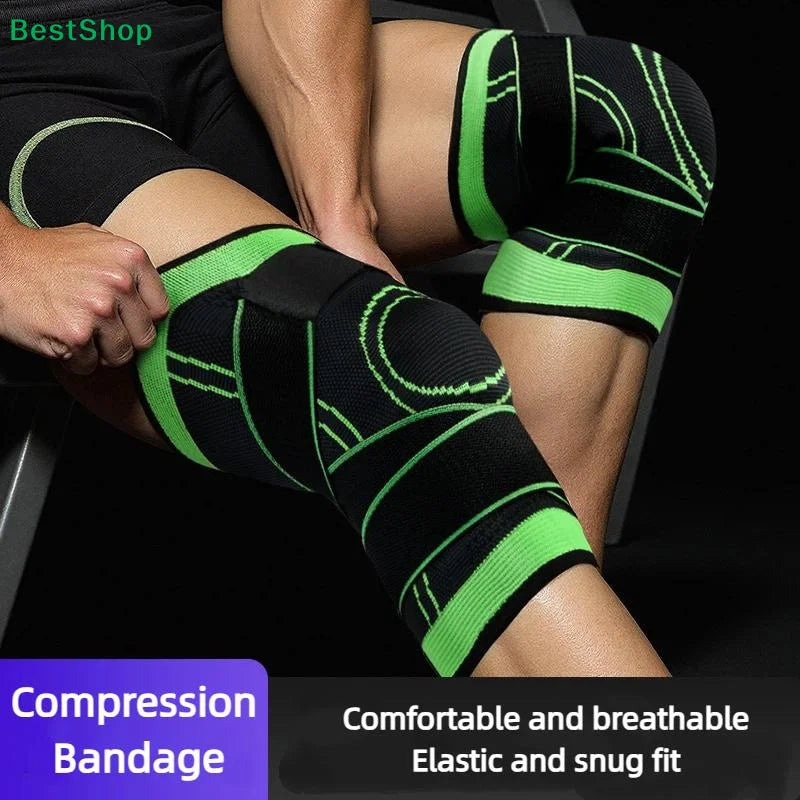 〔Q〕1/2Pcs Compression Knee Support Brace with Adjustable Strap, Sports Knee Sleeve for Workout Running Basketball