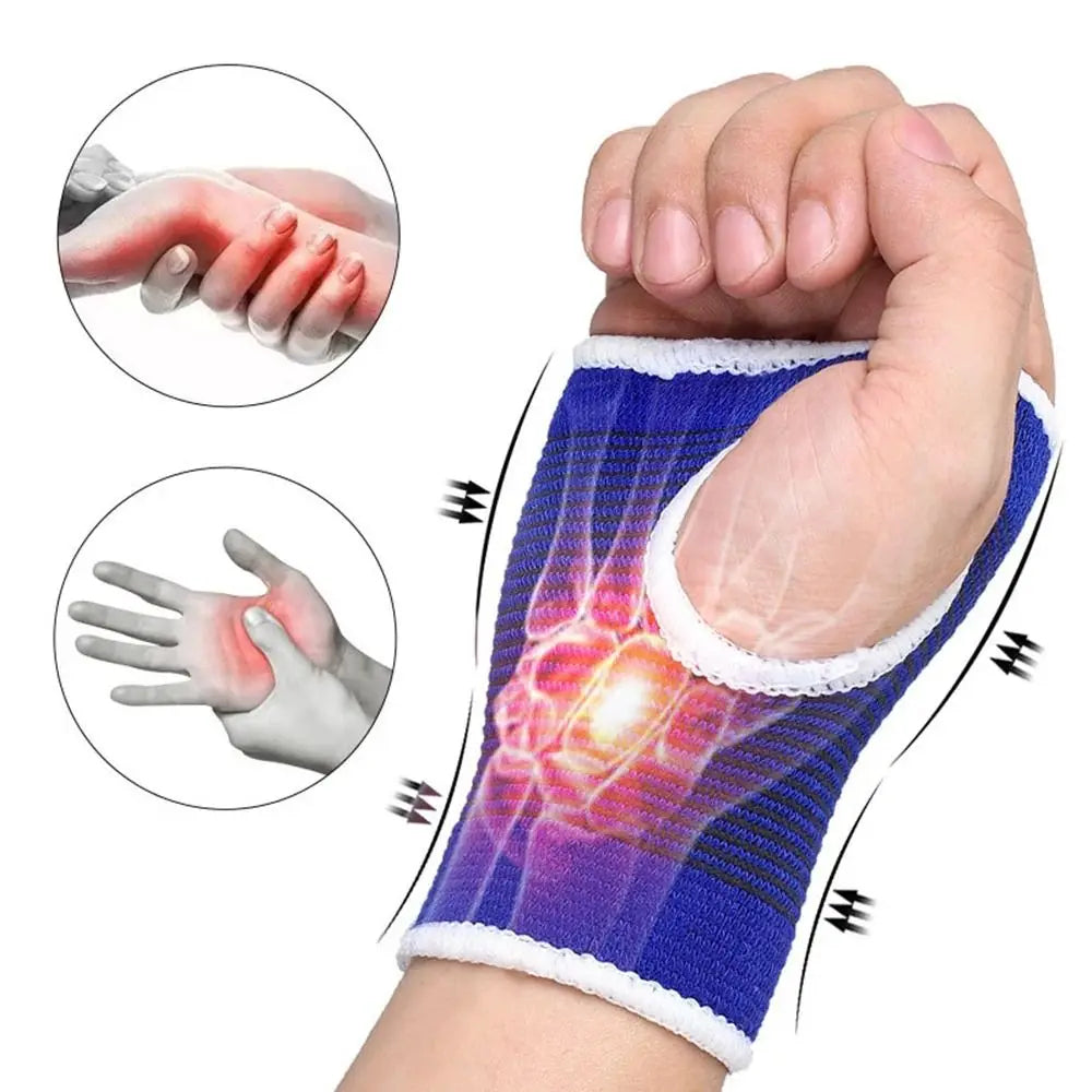 2PCS Polyester Cotton Elastic Wristband Blue Anti Sprain Carpal Tunnel Brace Muscle Protect Elastic Decompression Wrist Bandage