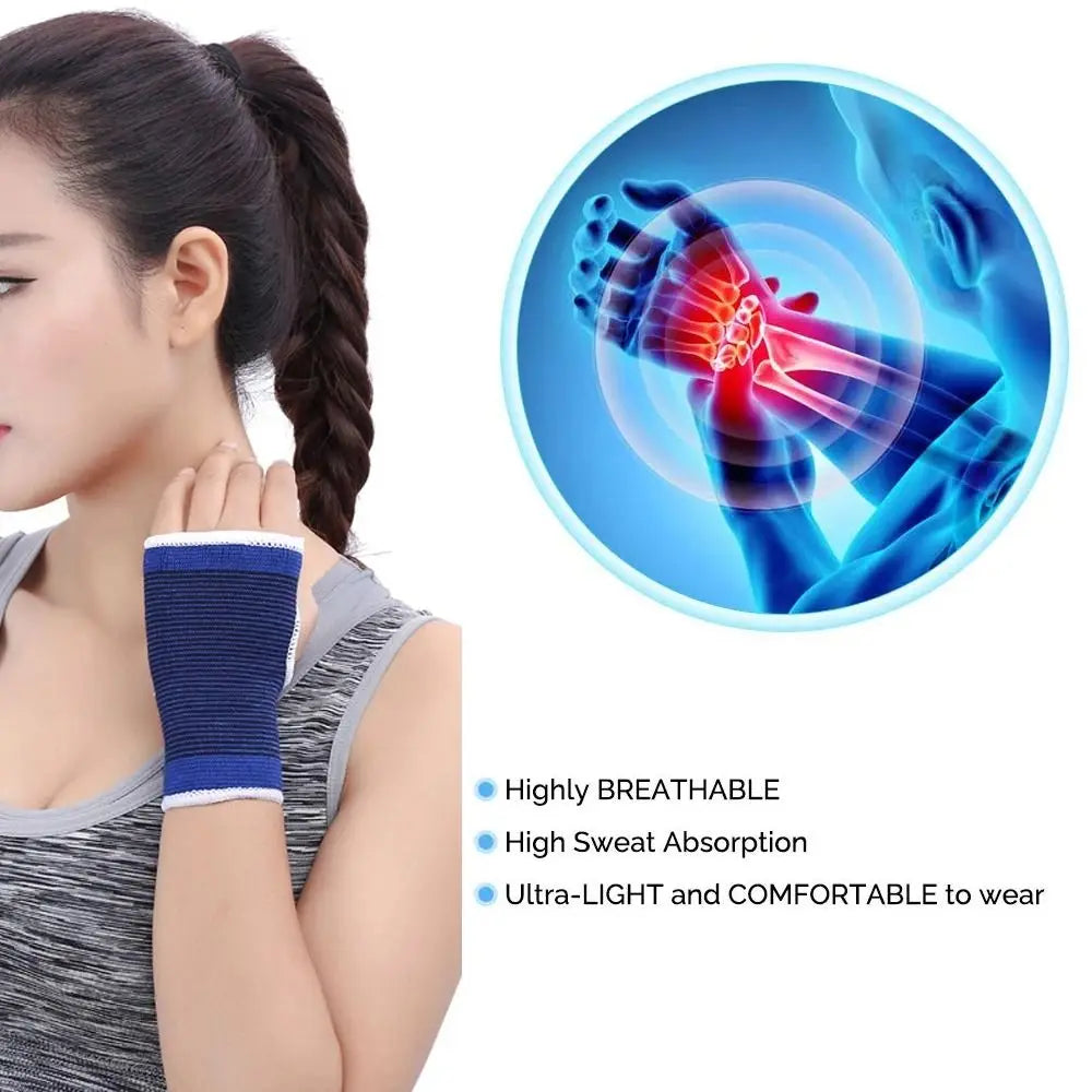 2PCS Polyester Cotton Elastic Wristband Blue Anti Sprain Carpal Tunnel Brace Muscle Protect Elastic Decompression Wrist Bandage