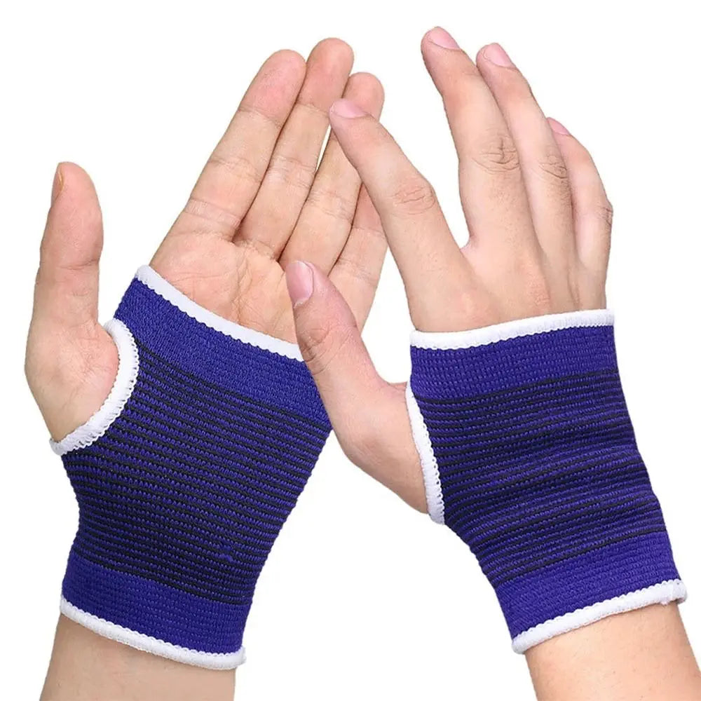 2PCS Polyester Cotton Elastic Wristband Blue Anti Sprain Carpal Tunnel Brace Muscle Protect Elastic Decompression Wrist Bandage