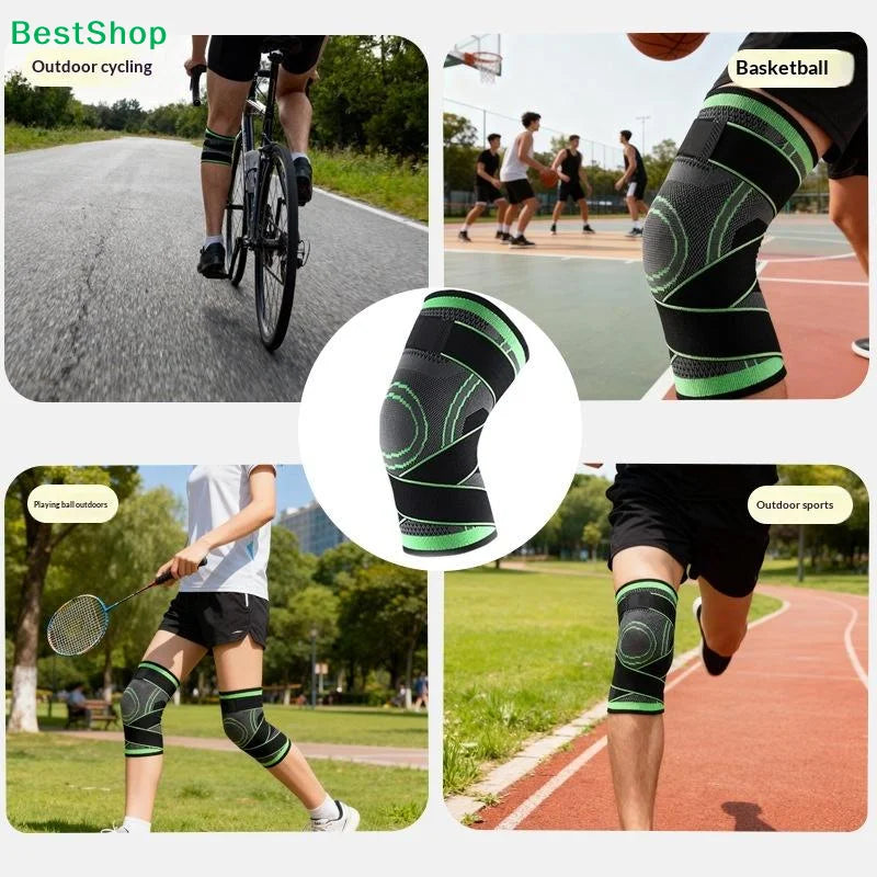 〔Q〕1/2Pcs Compression Knee Support Brace with Adjustable Strap, Sports Knee Sleeve for Workout Running Basketball