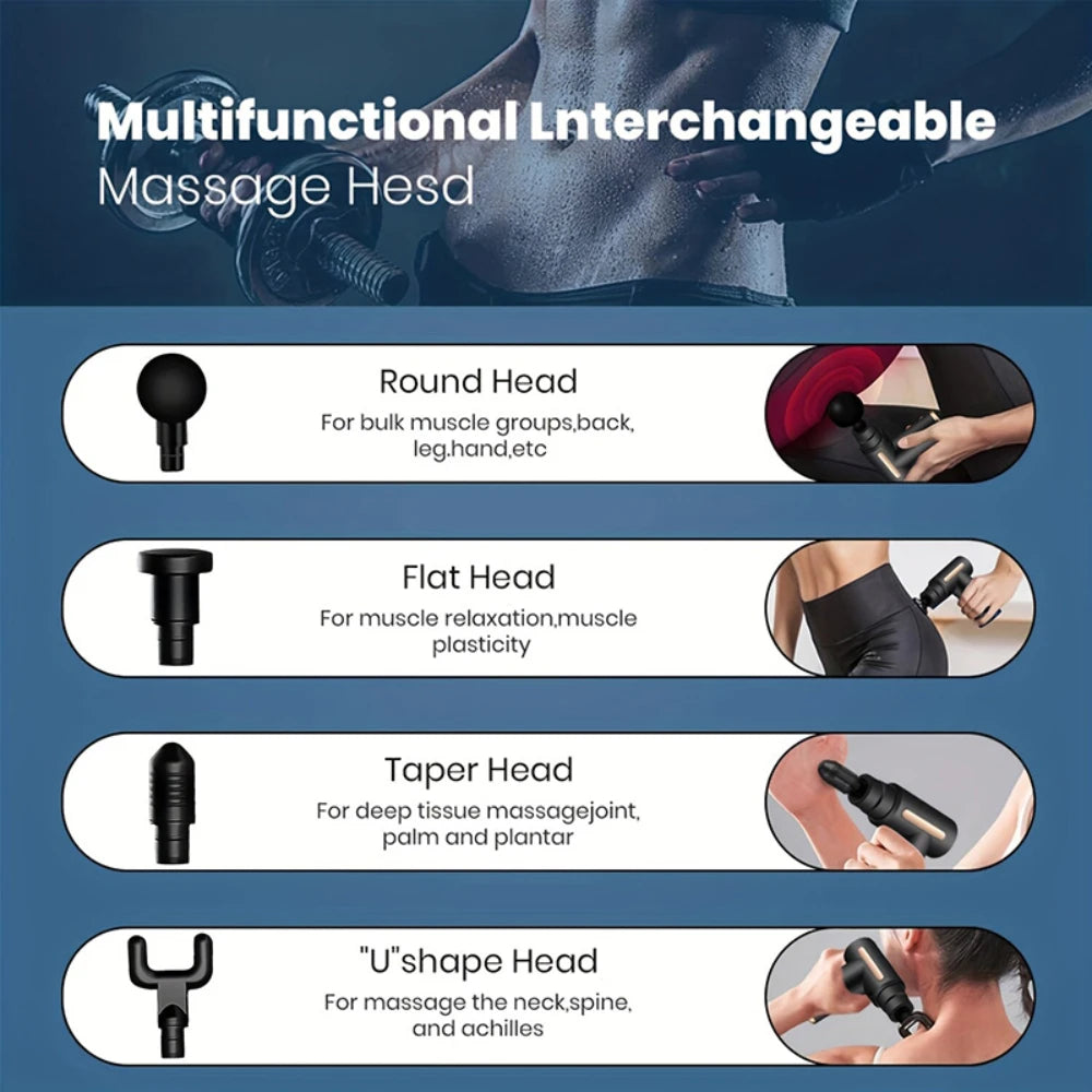 Portable Electric Vibrating Fascia Gun Multifunctional Muscle Massager For Body Muscle Relaxation Fitness Workout Recovery Home